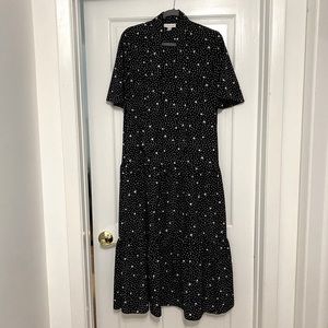 TOPSHOP Polka Dot Tie Neck Midi Dress Size 10
